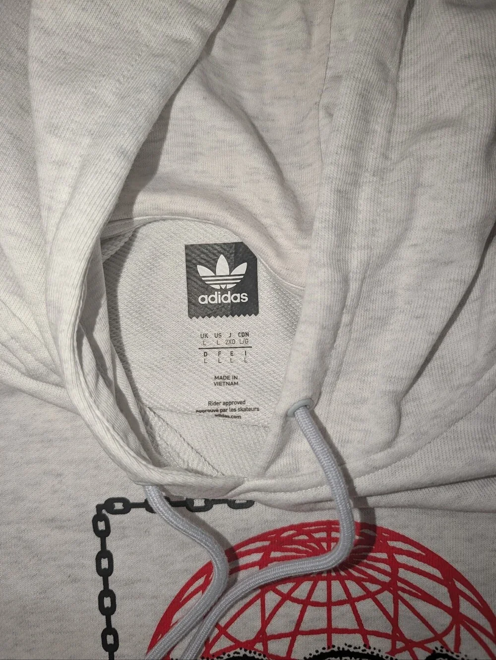 Adidas Light Gray Sweatshirt with Red and Black Graphic